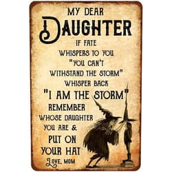 MATLPATS Metal Tin Sign Whisper Back Daughter Witch Halloween Wall Decor Vintage Metal Tin Sign for Men Women,Wall Decor for Living Room Bedroom Parlor Kitchen 8x12 Inch