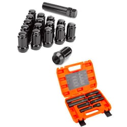 SUCOSO ATV 3/8-24 Lug Nuts with 8PCS Lug Nut Socket Set, 16 Pack 3/8x24 Polaris Lug Nuts 6 Spline Cone Acorn Seat with 1 Socket Key, Compatible with Polaris Ranger RZR Sportsman 400 500 570 600 700 800