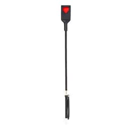 Chenyesun Riding Whip for Horse, PU Leather Equestrian Whip Crop Heart Horse Riding Whip, Black Horse Whip Flogger for Equestrian Sports
