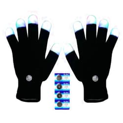 BAJOTAL LED Gloves Finger Light Up Glow Rave Glove Flashing Christmas Gift Halloween Party Favors-Extra Battries Bonus(Black)
