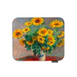 Moslion Floral Mouse Pad Claude Monet Oil Painting Bouquet of Sunflowers Gaming Mouse Pad Rubber Large Mousepad for Computer Desk Laptop 7.9x9.5 Inch Yellow Green Red
