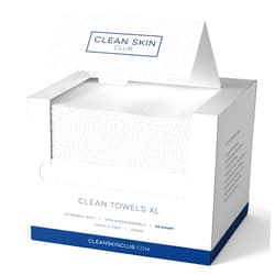 Clean Skin Club - Clean Towels XL | World's 1ST Biodegradable Face Towel | Disposable Makeup Removing Wipes | Dermatology Tested & Approved | 100% Organic & Cruelty Free | Super Soft for Sensitive Skin (50 Count (Single Box))