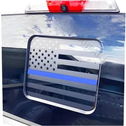 AHPATLJ Rear Middle Window American Flag Decal for Ford F150 F250 F350 2015-2023 Black USA Flag Vinyl Stickers Fits Back Centre Sliding Window Glass,Precut and Waterproof(Thin Blue Line)