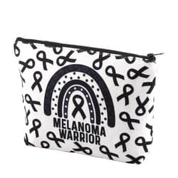 BLUPARK Melanoma Cancer Awareness Gift Black Ribbon Skin Cancer Survivor Bag Melanoma Warrior Makeup Bag Melanoma Awareness Zipper Bag (Melanoma Warrior)