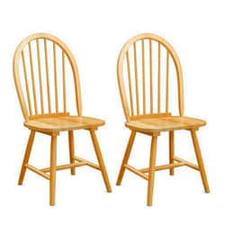 Giantex Wood Dining Chairs Set of 2, Windsor Chairs with Solid Wood Legs, High Spindle Back, H-Shaped Crossbars, Vintage Country Farmhouse Style Wooden Side Chairs