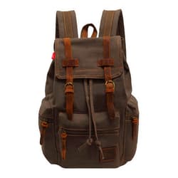 Lachero Men's High Capacity Canvas Backpack Vintage Laptop Backpack Unisex for Hiking Camping Travel Bag (Green)