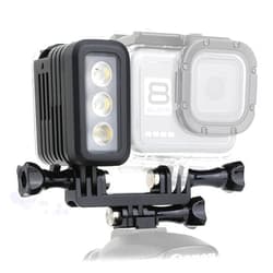 GEPULY Aluminum LED Diving Light 164FT Waterproof 3 Modes Lightweight Multi-Purpose Dimmable Video Fill Night Light for GoPro Hero 13 12 11 10 9 8 7 6 5 4 3 Session/Fusion/Max/DJI OSMO Action Camera