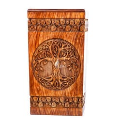 INTAJ Cremation Urns for Human Ashes Adult Male Female, Wooden Tree of Life Urns Box and Casket for Ashes Men Women Child, Large Burial Funeral Urns for Ashes, Holds Up to 640 LBS