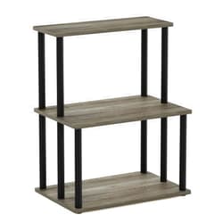 Furinno Turn-N-Tube 3-Tier Toolless Kitchen Storage Shelf, French Oak Grey/Black