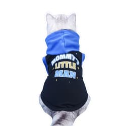 QWINEE Mom Boy Dog Hooded Tank Tops Letter Print Cat Puppy Hoodie Vest Sleeveless Pullover Dog Shirt Stretchy Pet Clothes for Small Medium Large Cats Dogs Kitten Blue L