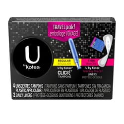 U by Kotex 4 Regular Tampons and 2 Thin Liners - 6 CT