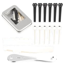 KALIONE 12 Pieces Guitar String Pegs Replacement Parts Acoustic Guitar Bridge Pins with 2 Pcs Guitar Bridge Saddle Nut and Bridge Pin Puller Remover Kits Tools