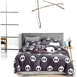 Sleepymoon Duvet Cover Set Twin Single Size Panda 100% Natural Cotton with Zipper Closure for Kids Adult Soft Bedding 3 Piece Include Pillow Cover Black White Printed Double Animal