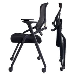 BROBRIYO PRO, Stackable & Foldable Conference Room Chairs with 2X Thick Cushion, Lumbar Support, Armrest - Mesh Bouncing Back for Office Meeting, Conference, Training Room Chair 1 Pack