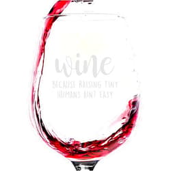Wittsy Glassware and Gifts Christmas Gifts For daughter, Raising Tiny Humans Ain't Easy Wine Glass, Christmas Gifts For New Mom, Funny Wine Glass, First Xmax Gift For New Mom, Moms To Be Xmax Gift