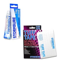 Stormsure Flexible Repair Adhesive (15g) - Clear + TUFF Tape Repair Tape (0.5m) - Waterproof and Durable Repair Bundle