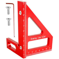 AEVXKHI 3D Multi-Angle Measuring Ruler45/90 Degree Aluminum Alloy Woodworking Square Protractor Precise Carpenter Measuring Ruler Layout Measuring Tool (Red)