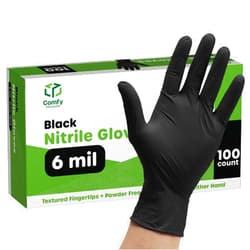 Comfy Package Black Nitrile Disposable Gloves 6 Mil. Chemical Resistance, Latex & Powder Free, Textured Fingertips Gloves