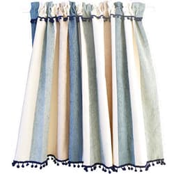 MFCCRAZY Rustic Chenille Striped Decorative Curtains, Alternating Fabrics, Thick and Drapey, Suitable for cafes, bistros, Kitchens to Prevent Oil Fume/Bedroom to Prevent Privacy .-Blue||150 * 60cm