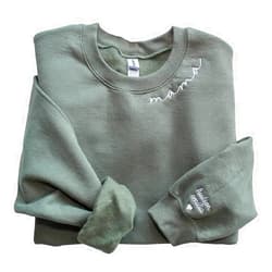 NAZENTI-Custom Mama Embroidered Sweatshirt Kids Names-Personalized Gifts For New Mom, Mommy Birthday, Mothers Day, Christmas