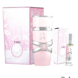Lattafa Yara EDP 3.4 Fl Oz + Yara Perfume Oil 0.34 Fl Oz Bundle