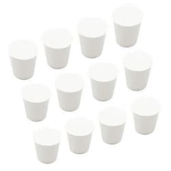 Kyuionty 12 Pack Size 5# Solid Rubber Stoppers, Tapered Lab Seal Tube Stopper Plug, 29x22x28mm (White)