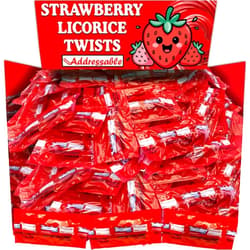 Partypom Twizzles Twists Bulk, 100 Pc Addressable Strawberry Twizzles Twists Candy, Snack Size To and From Labels, Individually Wrapped Candy for Kids Birthday Parties, Pinatas, Egg Filler and Easter Basket, 2 LB