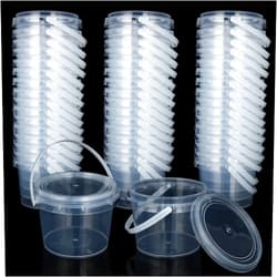 ZOEYES 50 PCS 10 oz Slime Containers with Lids and Handles, Plastic 300ml Storage Bucket Containers, Clear Slime Storage Case for Slime DIY Art Craft, Pigment, Small Tools, Part Material