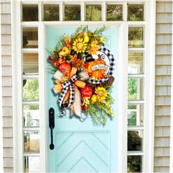 GASTAT Thanksgivings Wreath for Front Door Decoration Fall Wreath Pumpkin Maples Leaf Bowknot Sunflower Wreath Harvest Thanksgivings Halloween Christmas Decor Wreath Indoor Outdoor Decorations