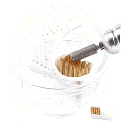 YINGJEE Nail Drill Bits Cleaner Brush Case Accessories, Nail Art Cleaner Tool Case with Steel & Nylon Wire Brush for Cleaning Tungsten Carbide Ceramic Nail Drill Bits Cuticle, White