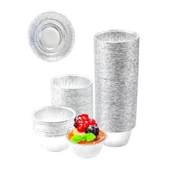IMMISE Aluminum Foil Baking Cups, Disposable Ramekin 4 Oz Aluminum Cupcake liners, 150 Pcs Silver Foil Baking Cups Muffin Liners for Baking, Cupcake, Pudding, Egg Tart, Creme Brulee