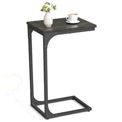 VASAGLE C-Shaped End Table, Small Side Table for Couch, Sofa Table with Metal Frame for Living Room, Bedroom, Bedside, Ebonized Oak and Black