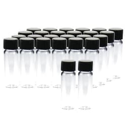 PEKYBIO 20 PCS 4 ML (1 dram) Clear Small Liquid Sample Glass Vials with Screw Caps, 15 mm Diameter x 45 mm Length Leak-Proof Vial, 13-425 Black Screw Cap with PE Liners