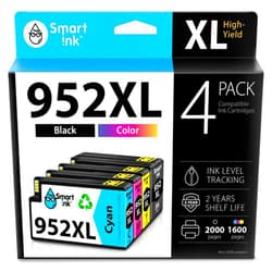 Smart Ink Compatible Ink Cartridge Replacement for HP 952XL 952 XL (4 Combo Pack) to use with OfficeJet Pro 8710 8720 7740 8210 8715 7720 8702 8725 8740 8730 8700 8200 (Black, Cyan, Magenta, Yellow)