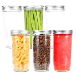 Ieavier Mason Jars Wide Mouth 24oz, 6 pack Glass Pickle Canning Jars Food Storage With Airtight Mason Jar lids and Bands for Canning, Preserving, Fermenting, Pickling, DIY Projects