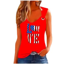 Generic 4th of July Tank Tops for Women Sexy Love Heart American Flag Print Sleeveless Top Independence Day Patriotic Tees Vest