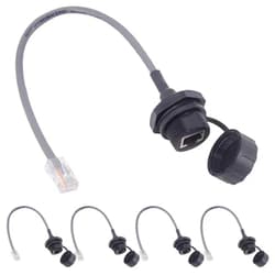 ANMBEST 5PCS Panel Mounting RJ45 Waterproof Connector M25 Cat5/5e Ethernet LAN Cable Coupler with Waterproof/Dust Cap Cover 25cm Network Cable for Outdoor Network