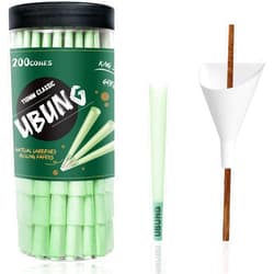 UBUNG 200 Pre-rolled Green Cones - Classic King Size, Slow Burning With Tips, 1 Cone Loader Funnel and 1 Push Rod Included