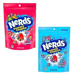 BELLATAVO Very Berry and Rainbow Gummy Clusters Candy Bundle. Includes One-8 Oz Nerds Very Berry Gummy Cluster and One-8 Oz Nerds Rainbow Gummy Cluster that comes with Free BELLATAVO Refrigerator Magnet.