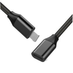 EMATETEK Braided Extension Cable Connnector Female to Male Transfer Audio Video Data and Power Charge. 1PCS Extender Adapter Cord Made of Black Aluminum & Braided. (6.6Feet / 2M)
