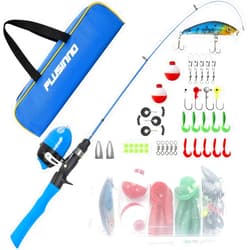 PLUSINNO Kids Fishing Pole,Telescopic Fishing Rod and Reel Combos with Spincast Fishing Reel and String with Fishing Line