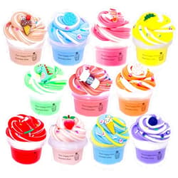 Akbekcal 11 Packs Duo Color Butter Slime Kit for Girls and Boys, Super Soft, Non-Sticky Stress Relief Toy, Party Favors and Birthday Gift
