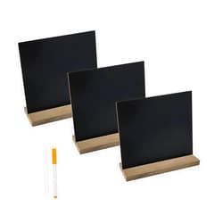 DSTELIN 5 X 6 Inches Mini Tabletop Chalkboard Signs with Vintage Style Wood Base Stands, Set of 3