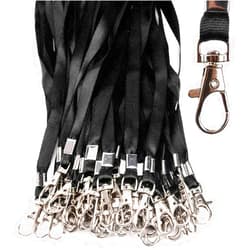 SLanC Lanyards 50 Pcs Bulk Lanyard for Id Badges Flat Black Lanyard with Badge Clip Swivel Hook (50, Black)