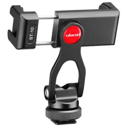 ULANZI Metal Phone Tripod Mount ST-10, Universal 360° Smartphone Adapter with 2 Cold Shoe Mount, Adjustable Cell Phone Clamp Stand Holder, Compatible with iPhone, Samsung Galaxy and All Phones