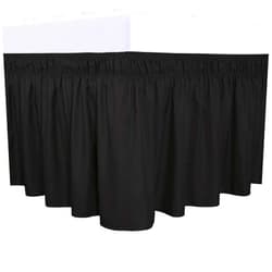PureFit Wrap Around Ruffled Bed Skirt with Adjustable Elastic Belt - 18 Inch Drop Easy to Put On, Wrinkle Free Bedskirt Dust Ruffles, Bed Frame Cover for Queen, King and C-King Size Beds, Black