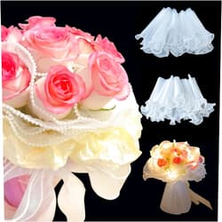caichuxiye 2PCS 6.5 Yard Pearl Mesh for Bouquets,Glow in the Dark Bouquet Paper,Pearl Wave Yarn Flower Wrapping Paper Material,LED Bouquet Wrapping Paper,Ruffle Yarn,Florist Supplies, (White)