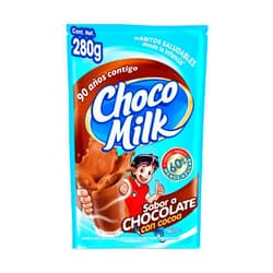 Chocomilk Choco Milk Menos Azúcar Alimento en Polvo Fortificado para Leche Sabor Chocolate Bolsa 280g