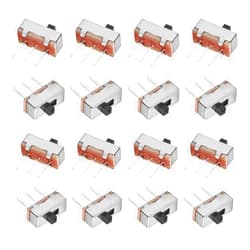 Fielect 20Pcs 2 Position 3Pin 1P2T Panel Mount Micro Slide Switch Latching Toggle Switch High Knob 2mm Handle Height Silver 50V 0.5A SS-12D00