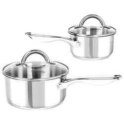 MICHELANGELO Saucepan Set 4pc, 18/10 Stainless Steel Sauce Pan with Lid, Tri-Ply Bottom Sauce Pot Set, Nonstick Saucepan, Dishwasher Safe, 1QT & 2QT